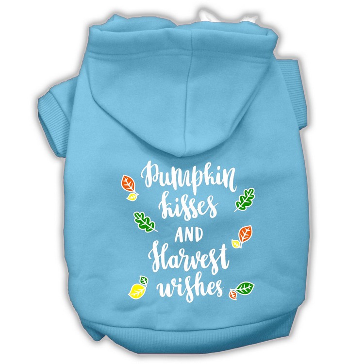 Pumpkin Kisses Screenprint Dog Hoodie Baby Blue XS